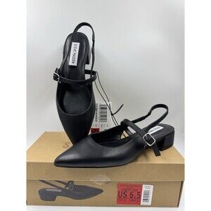 New Steve Madden Christyy Ladies Slingback Sandals Size 6.5 Black Leather New